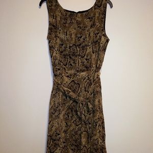Sleeveless Brown Animal Print Dress